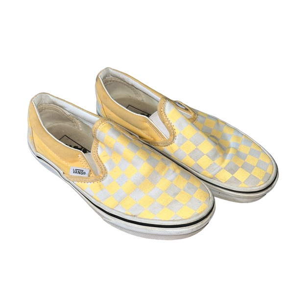Vans Slip-On Cap Checkerboard Yolk Yellow/True White Sneakers 3.5 5 - Picture 1 of 6